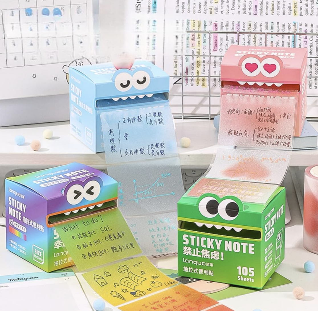 Pearl Gradient Transparent Pull-Out Sticky Notes – 105 Sheets